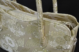 高級着物専門キモノ粋人|「華三彩」ゴールド（金色）花柄高級草履バッグ：zb-1009、大阪、日産呉服・都島店